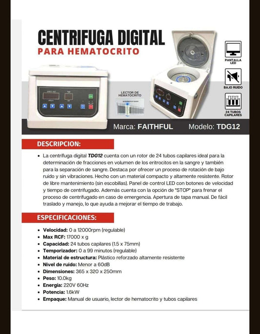 Centrifuga Digital para Hematocrito de 24 tubos