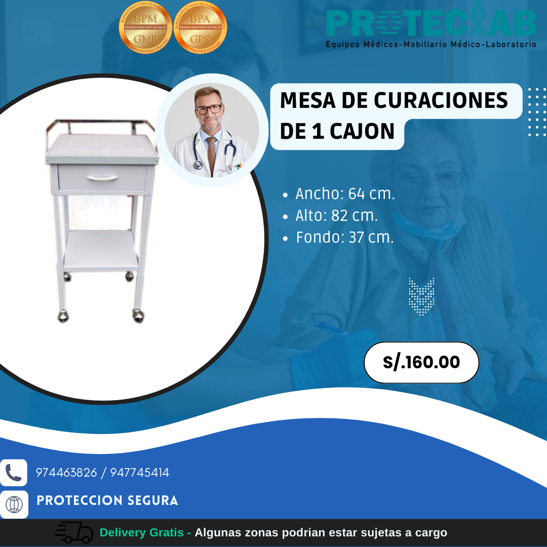 Mesa de Curaciones de 1 cajón