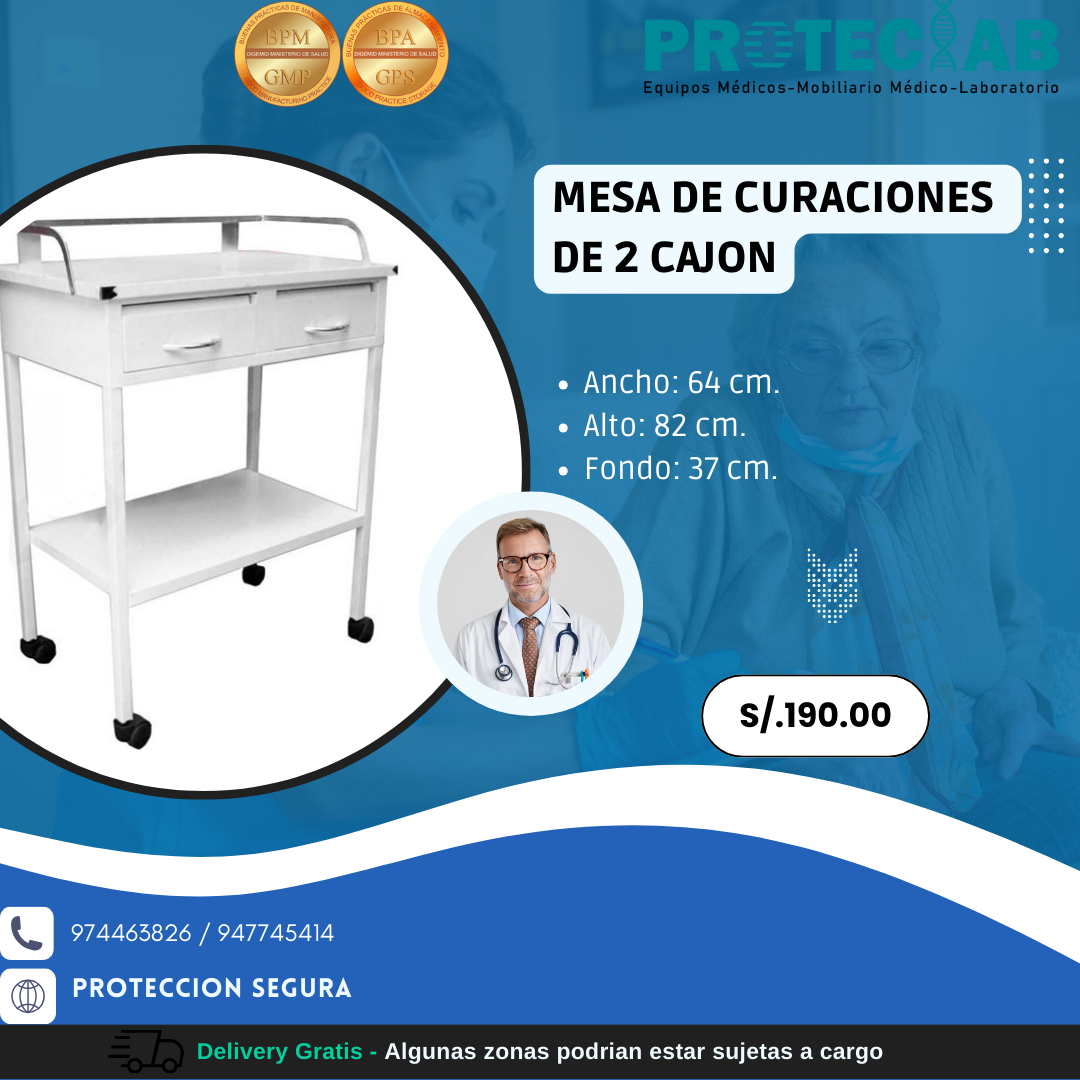 Mesa de Curaciones de 2 cajones