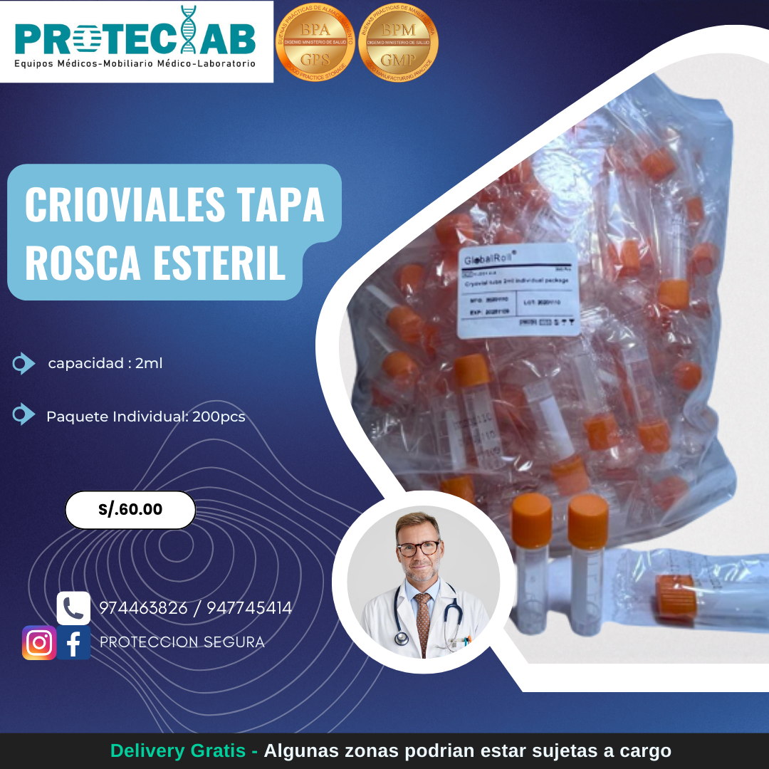 Crioviales Tapa Rosca Esteril pack x 200pcs