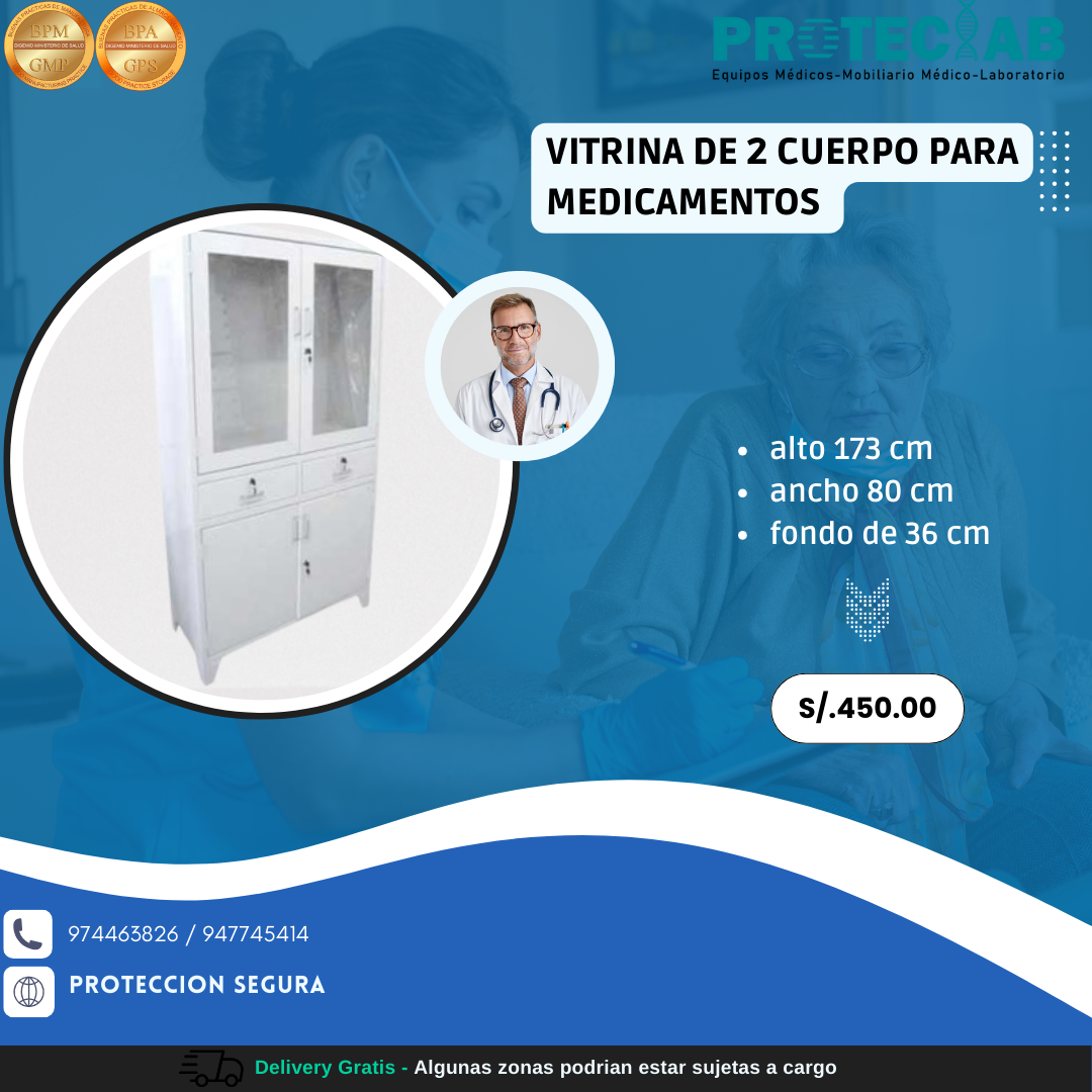 Vitrina de 2 Cuerpo para Medicamentos