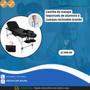 Camilla de masaje importado de aluminio 3 cuerpos reclinable Grande