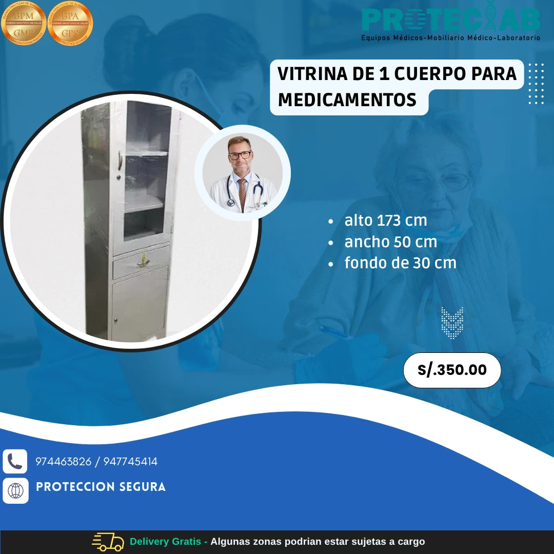 Vitrina de 1 Cuerpo para Medicamentos
