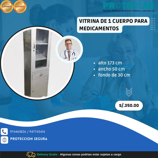 Vitrina de 1 Cuerpo para Medicamentos