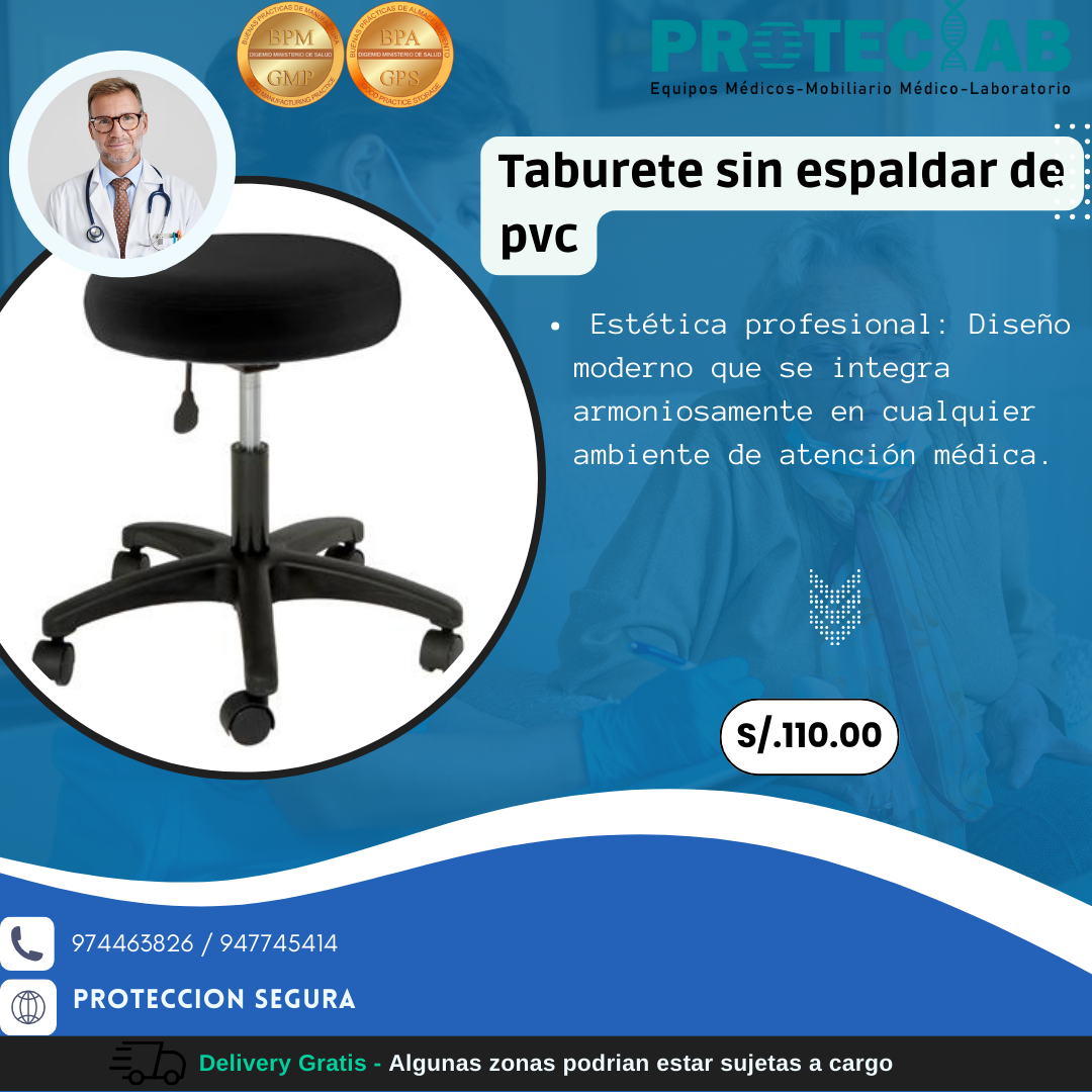 Taburete de PVC Sin Respaldar