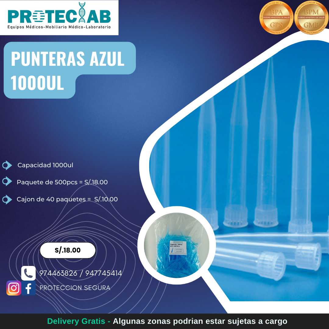 Punteras Azules 1000ul x500pcs