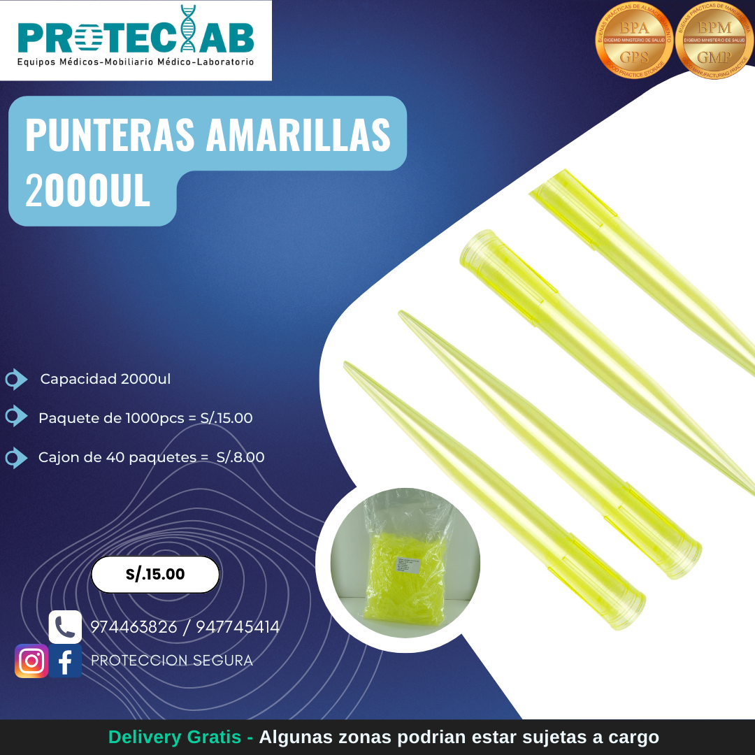 Punteras Amarillas 2000ul x1000pcs