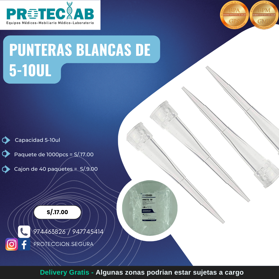 Punteras Blancas de 5-10ul x1000pcs