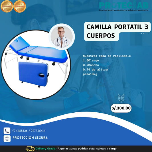 Camilla Portátil de 3 cuerpos