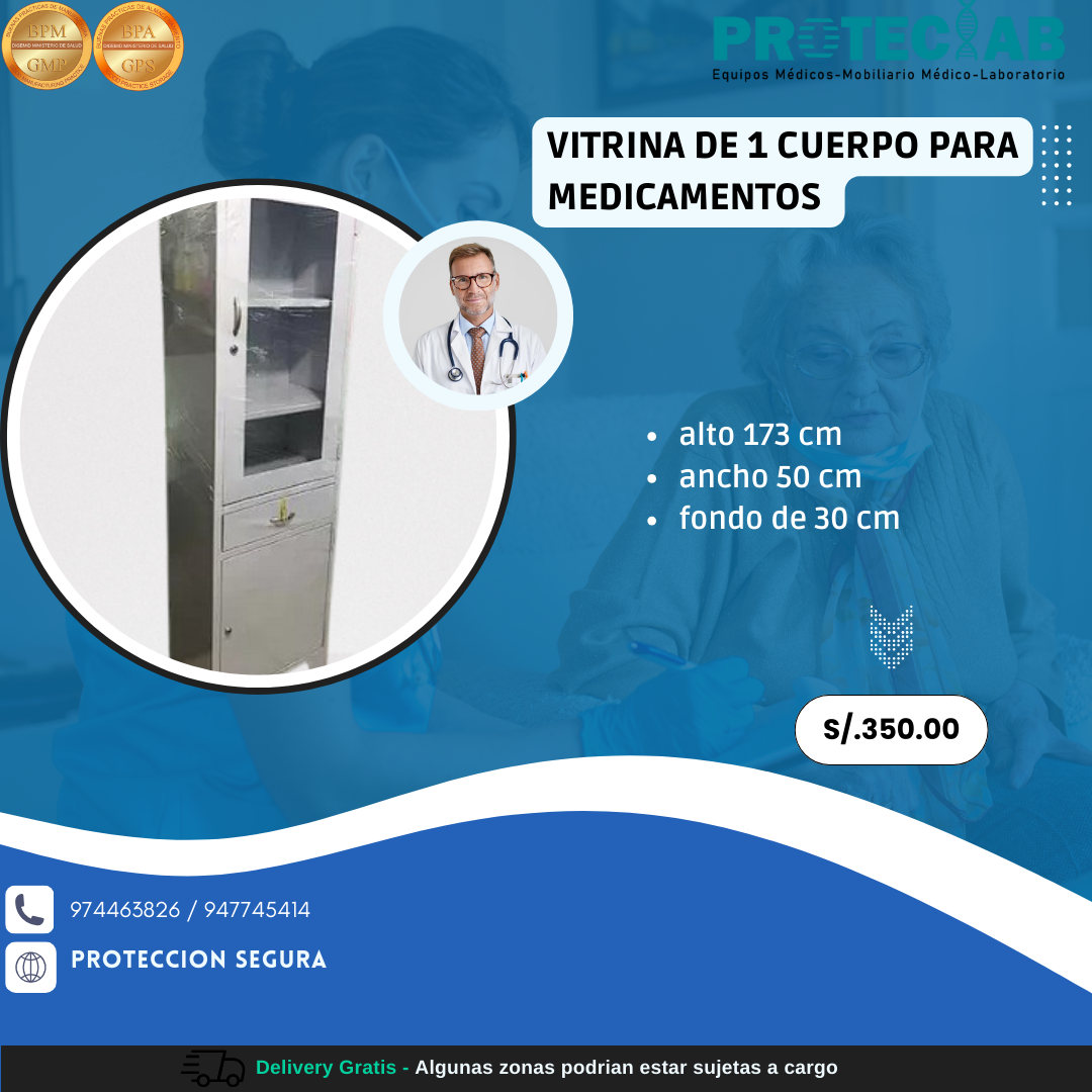 Vitrina de 1 Cuerpo para Medicamentos