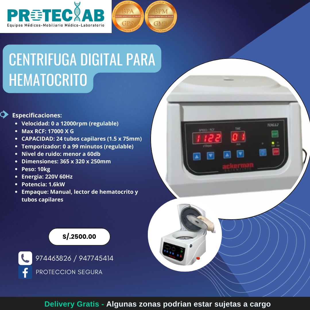 Centrifuga Digital para Hematocrito de 24 tubos