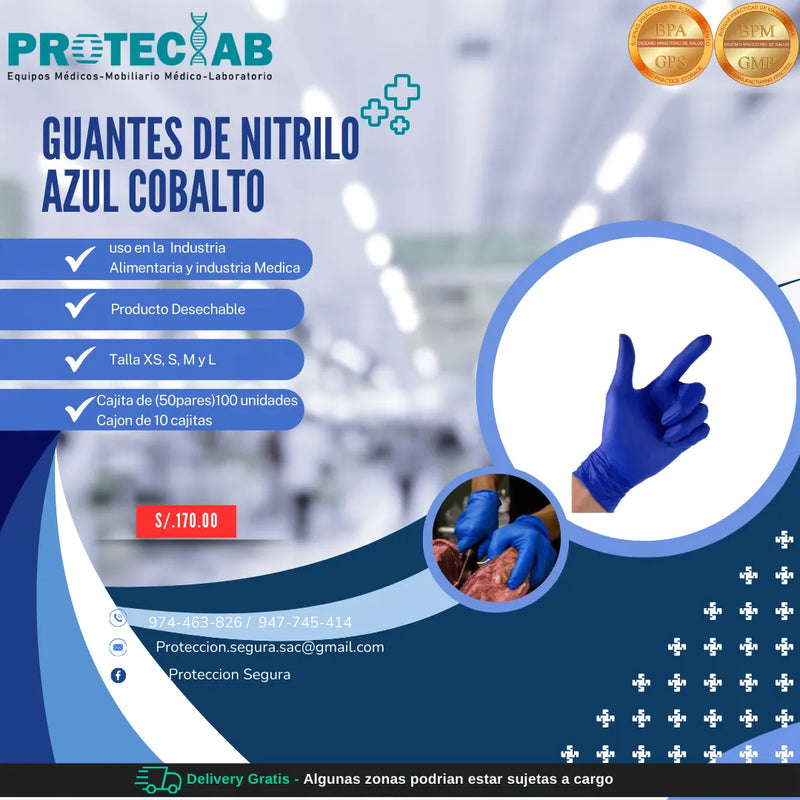 Guantes de Nitrilo Azul Cobalto