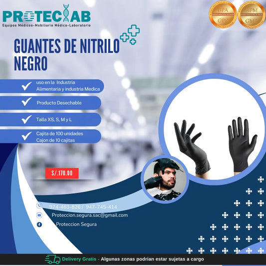 Guantes de Nitrilo Negro 3.5 gr (Premiun)