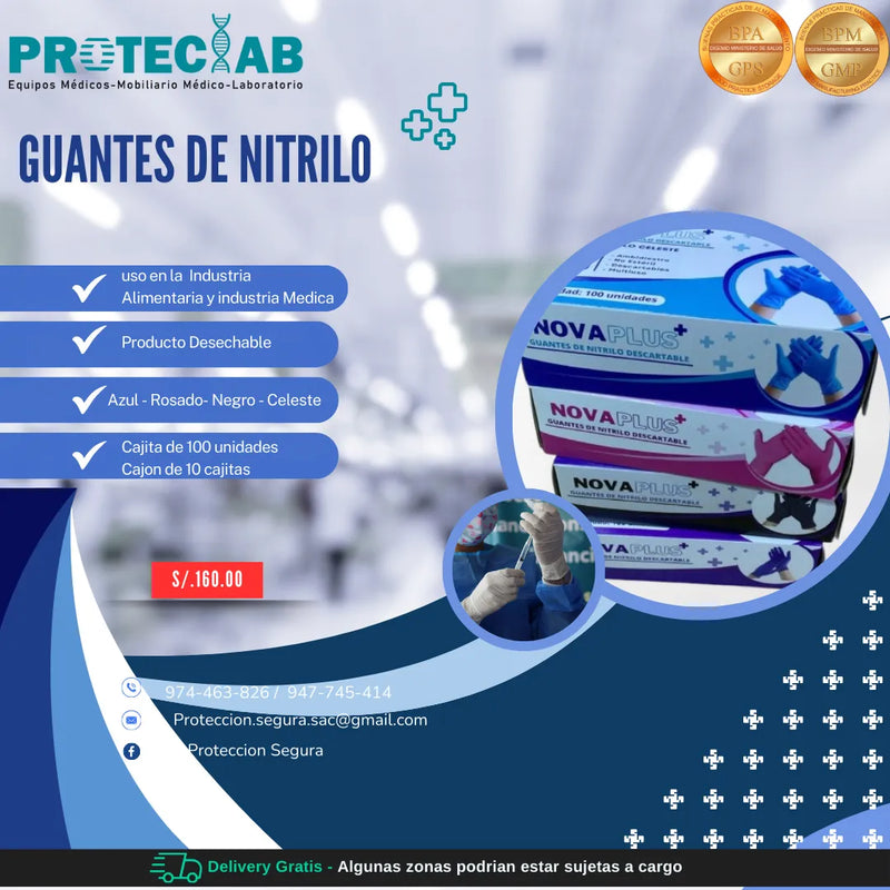 Guantes de Nitrilo Colores Novaplus